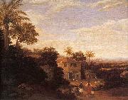 Frans Post Paisagem com casa alpendrade oil